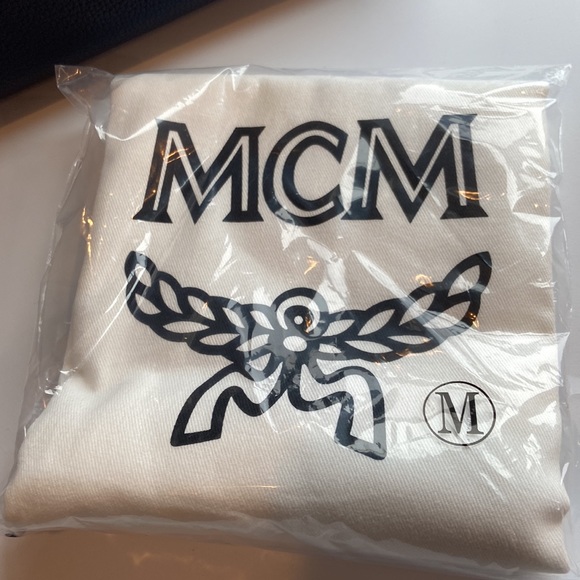 MCM Navy Leather Messenger Tote Bag with Camo Print - Picture 6 of 12